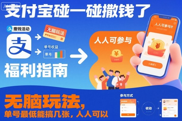 支付宝碰一碰撒钱了,无脑玩法,单号最低能搞几张,人人可以撸【揭秘】-研习库