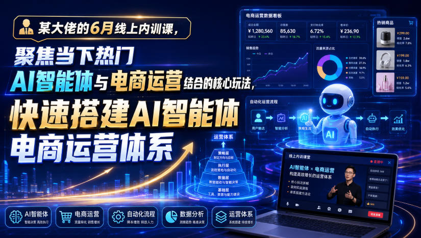 某大佬的6月线上内训课，聚焦当下热门AI智能体与电商运营结合的核心玩法，快速搭建AI智能体电商运营体系-研习库