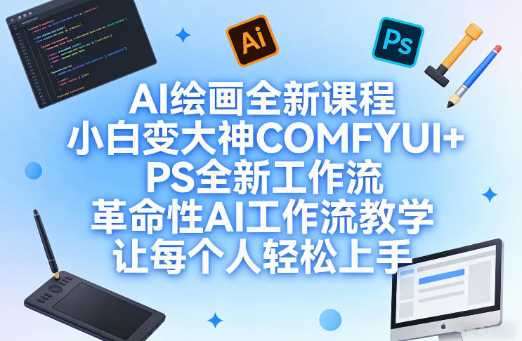 AI绘画全新课程，小白变大神COMFYUI+PS全新工作流，革命性AI工作流教学，让每个人轻松上手-研习库