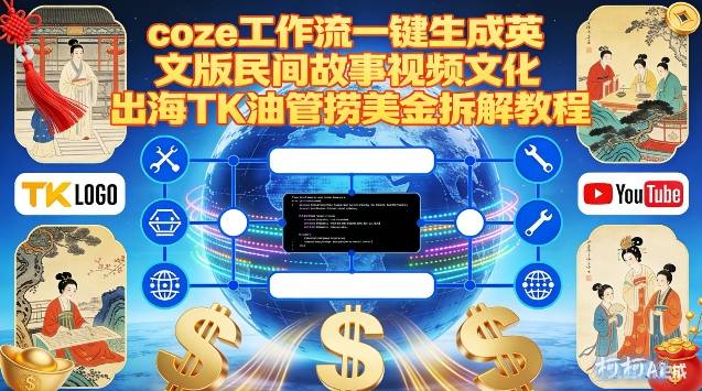 Coze扣子工作流一键生成英文版民间故事视频，文化出海TK油管捞美金拆解教程-研习库