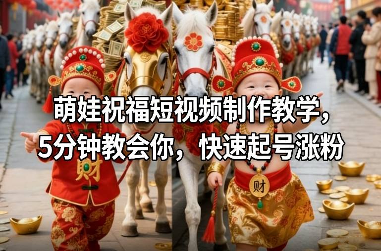萌娃祝福短视频制作教学，5分钟教会你，快速起号涨粉-研习库