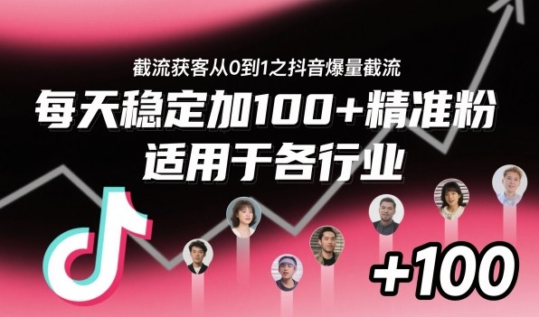 截流获客从0到1之抖音爆量截流,每天稳定加100+精准粉,适用于各行业-研习库