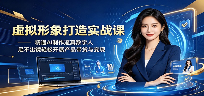 虚拟形象打造实战课：精通AI制作逼真数字人，足不出镜轻松开展产品带货与变现-研习库