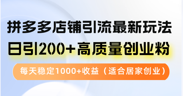 (12893期)拼多多店铺引流最新玩法,日引200+高质量创业粉,每天稳定1000+收益(…-研习库