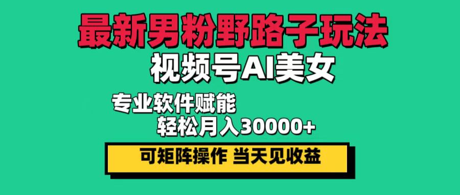 (12909期)最新男粉野路子玩法,视频号AI美女,当天见收益,轻松月入30000+-研习库