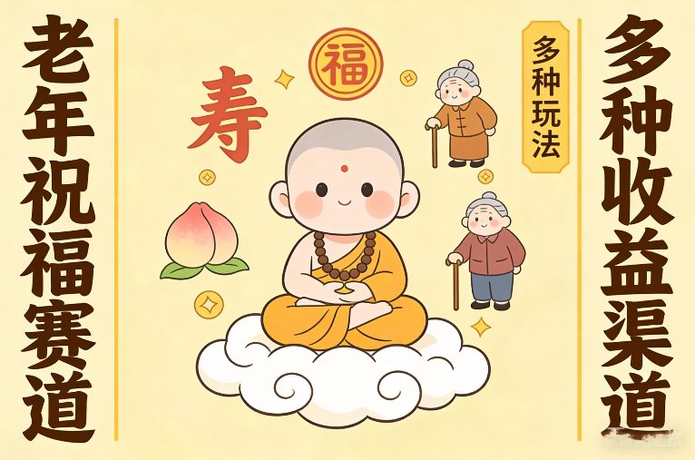 老年祝福赛道,漫画+小佛陀,多种玩法+多种收益渠道【附详细教程】-研习库