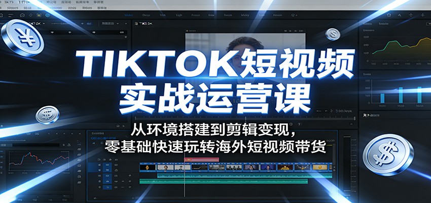 TIKTOK短视频实战运营课:从环境搭建到剪辑变现,零基础快速玩转海外短视频带货-研习库