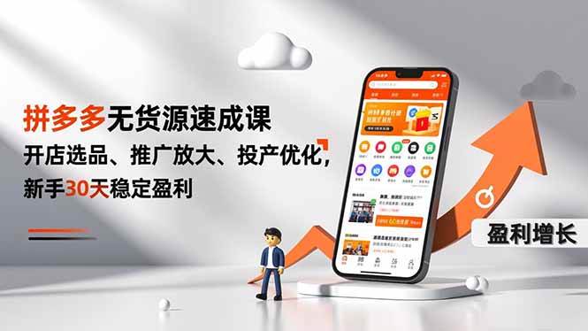 （16785期）拼多多无货源速成课，开店选品、推广放大、投产优化，新手30天稳定盈利