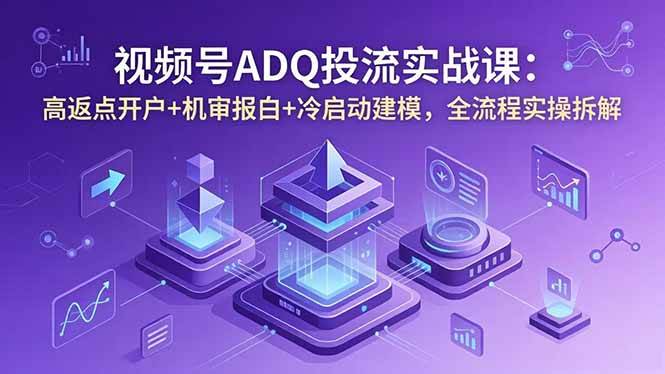 （18623期）视频号ADQ投流实战课：高返点开户+机审报白+冷启动建模，全流程实操拆解-研习库