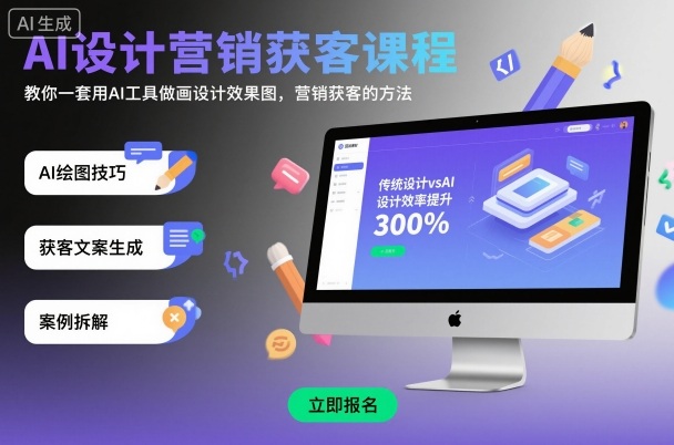 AI设计营销获客课程，教你一套用AI工具做画设计效果图，营销获客的方法-研习库