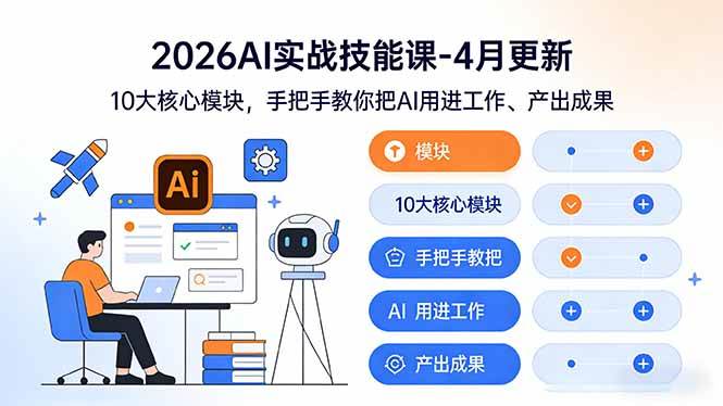 (17941期)2026AI实战技能课-4月更新:10大核心模块,手把手教你把AI用进工作、产出成果-研习库