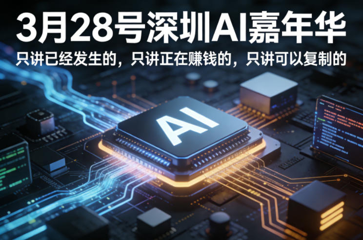 3月28号深圳AI嘉年华,只讲已经发生的,只讲正在賺钱的,只讲可以复制的-研习库