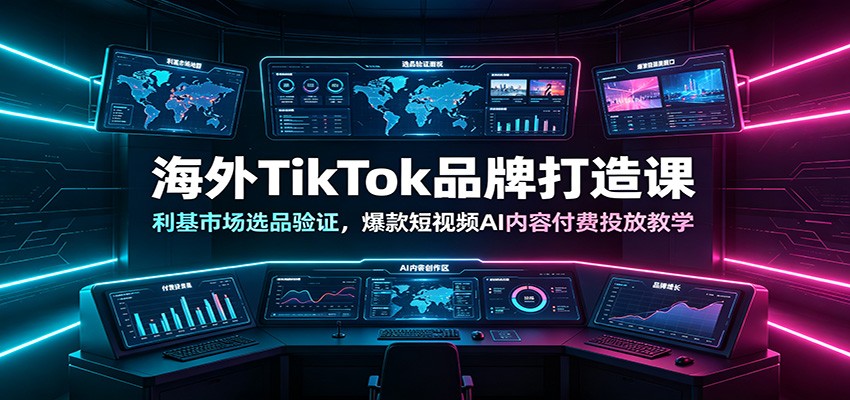 海外TikTok品牌打造课:利基市场选品验证,爆款短视频AI内容付费投放教学-研习库