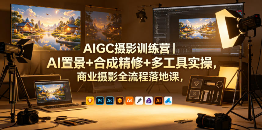 AIGC摄影训练营|AI置景+合成精修+多工具实操,商业摄影全流程落地课-研习库