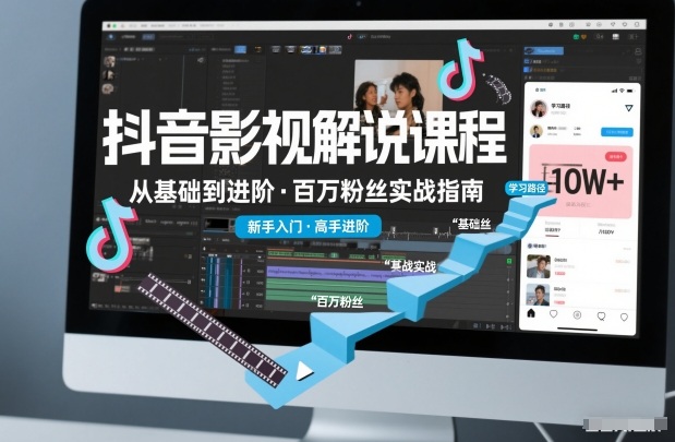 抖音百万粉丝影视解说课程，基础到进阶课，适合新手和进阶学习-研习库