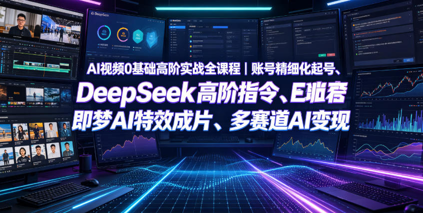 AI视频0基础高阶实战全课程|账号精细化起号、DeepSeek高阶指令、即梦AI特效成片、多赛道AI短视频量产变现-研习库