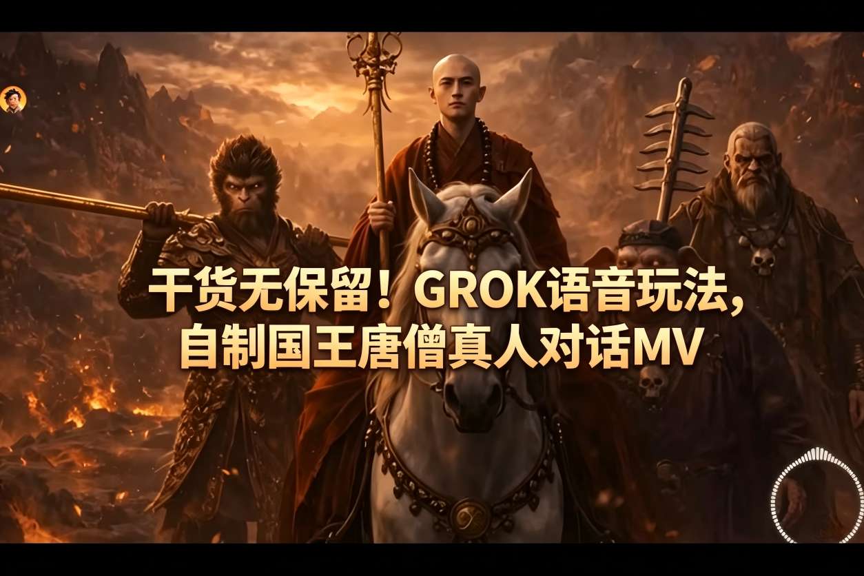 干货无保留！GROK语音玩法，自制国王唐僧真人对话MV-研习库