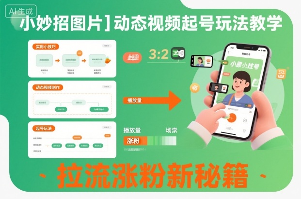 小妙招图片＋动态视频起号玩法教学，拉流涨粉新秘籍-研习库