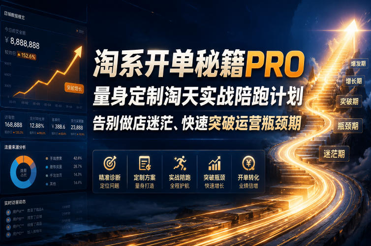 淘系开单秘籍PRO，量身定制淘天实战陪跑计划，告别做店迷茫、快速突破运营瓶颈期（2026年6月11）-研习库