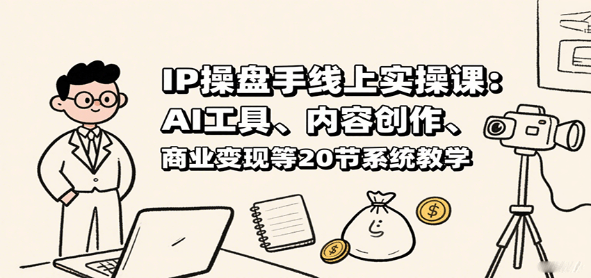 IP操盘手线上实操课：AI工具、内容创作、商业变现等20节系统教学-研习库