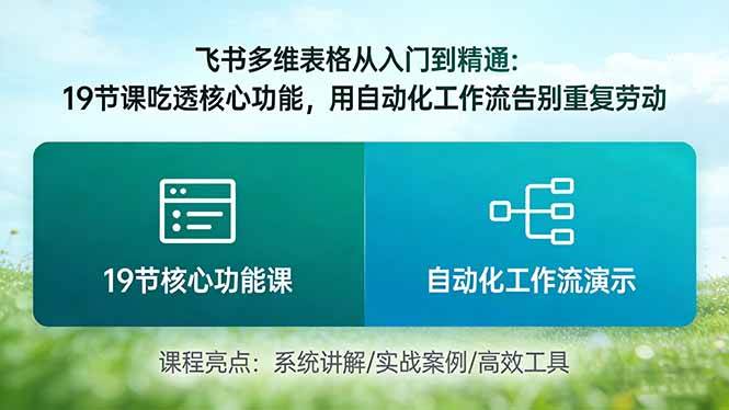 （17634期）飞书多维表格从入门到精通：19节课吃透核心功能，用自动化工作流告别重复劳动-研习库
