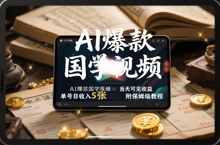 AI爆款国学视频，独家起号方法，小白直接上手，当天可见收益，单号日收入5张+附保姆级教程-研习库
