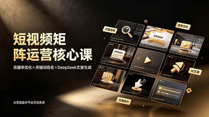 (19259期)短视频矩阵运营核心课:完播率优化×关键词排名×DeepSeek文案生成,从零搭建多平台引流体系-研习库