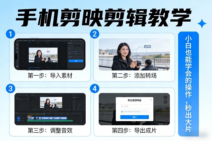 手机剪映剪辑教学，小白也能学会的操作，秒出大片-研习库