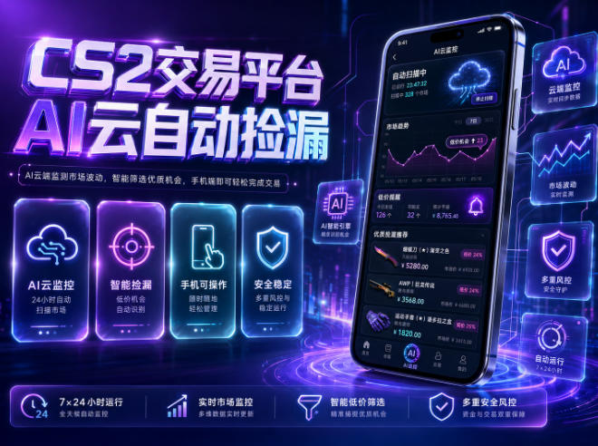 CS2交易平台AI云自动捡漏，多年稳定运行，无需手机，支持任何形式验证，日入300+【揭秘】-研习库