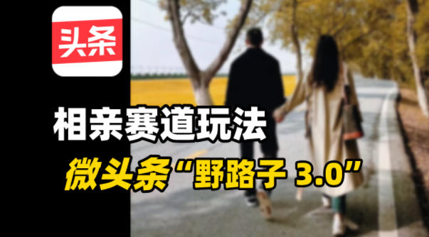 微头条“野路子3.0”相亲赛道玩法,搬砖式操作单号稳定3张-研习库