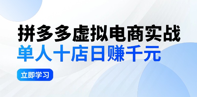 (12326期)拼多多虚拟电商实战:单人10店日赚千元,深耕老项目,稳定盈利不求风口-研习库