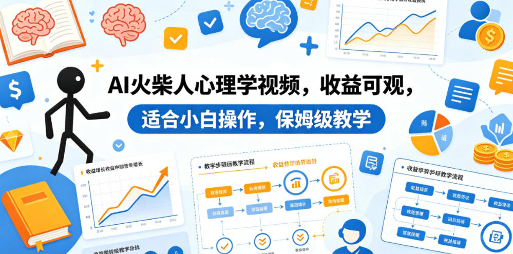 AI火柴人心理学视频，收益可观，适合小白操作，保姆级教学-研习库