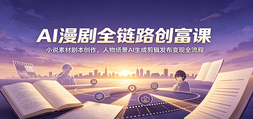 AI漫剧全链路创富课:小说素材剧本创作,人物场景AI生成剪辑发布变现全流程-研习库