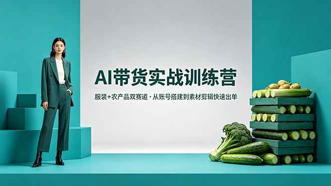 (18355期)AI带货实战训练营,服装+农产品双赛道,从账号搭建到素材剪辑快速出单-研习库