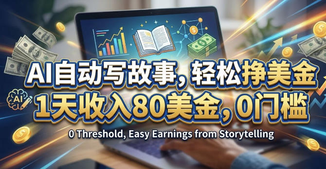 AI自动写故事,轻松挣美刀,1天收入80刀,0门槛-研习库