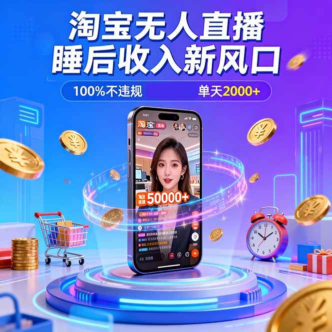 (16822期)淘宝无人直播,不违规不封号,直播100小时卖了5万,年底旺季!-研习库