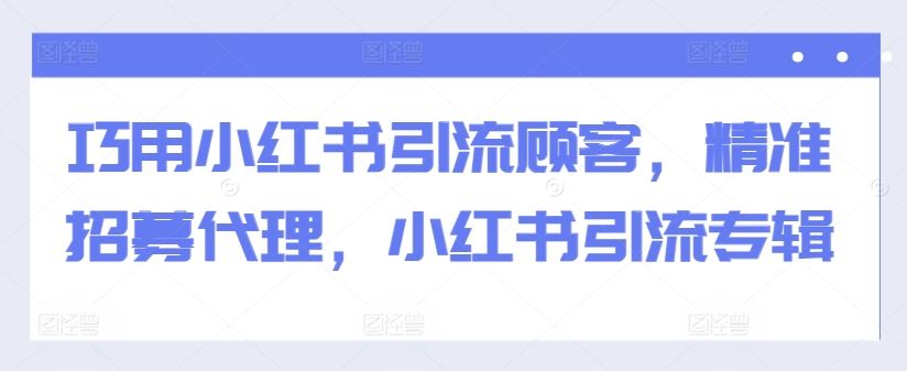 巧用小红书引流顾客,精准招募代理,小红书引流专辑-研习库
