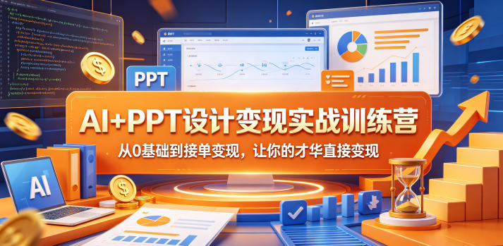 AI+PPT设计变现实战训练营，从0基础到接单变现，让你的才华直接变现-研习库
