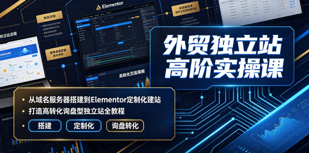 外贸独立站高阶实操课|从域名服务器搭建到Elementor定制化建站,打造高转化询盘型独立站全教程-研习库