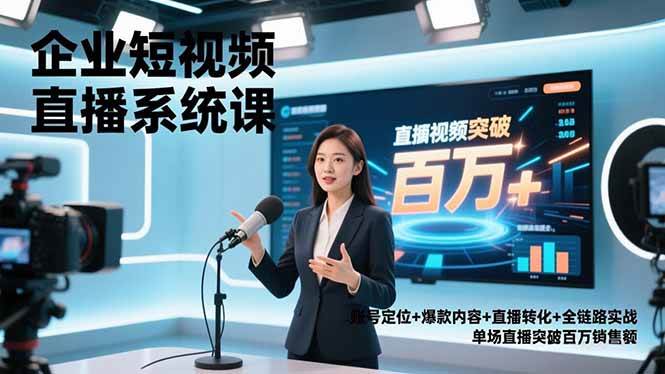 （16878期）企业短视频直播系统课，账号定位+爆款内容+直播转化+全链路实战，单场直播突破百万销售额-研习库