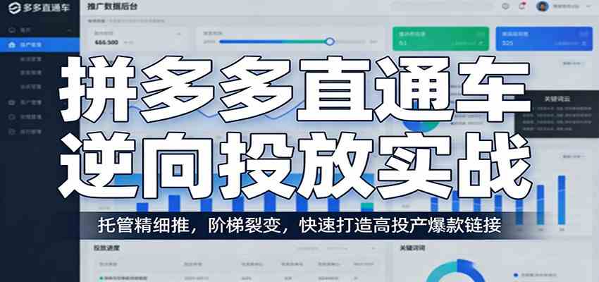 拼多多直通车逆向投放实战：托管精细推，阶梯裂变，快速打造高投产爆款链接-研习库