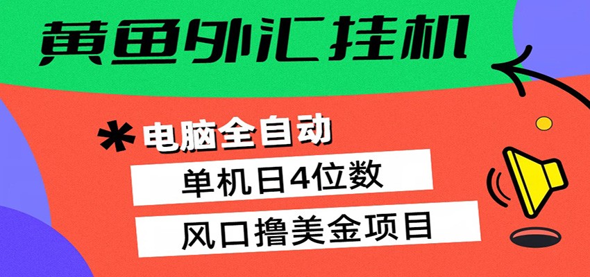 黄鱼外汇挂机：全自动赚美金、自动交易、风口项目-研习库