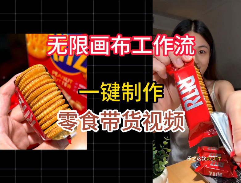 无限画布工作流一键制作零食带货视频,操作简单实操教学-研习库