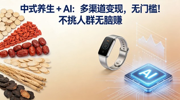 中式养生+AI:多渠道变现,无门槛,不挑人群无脑賺-研习库