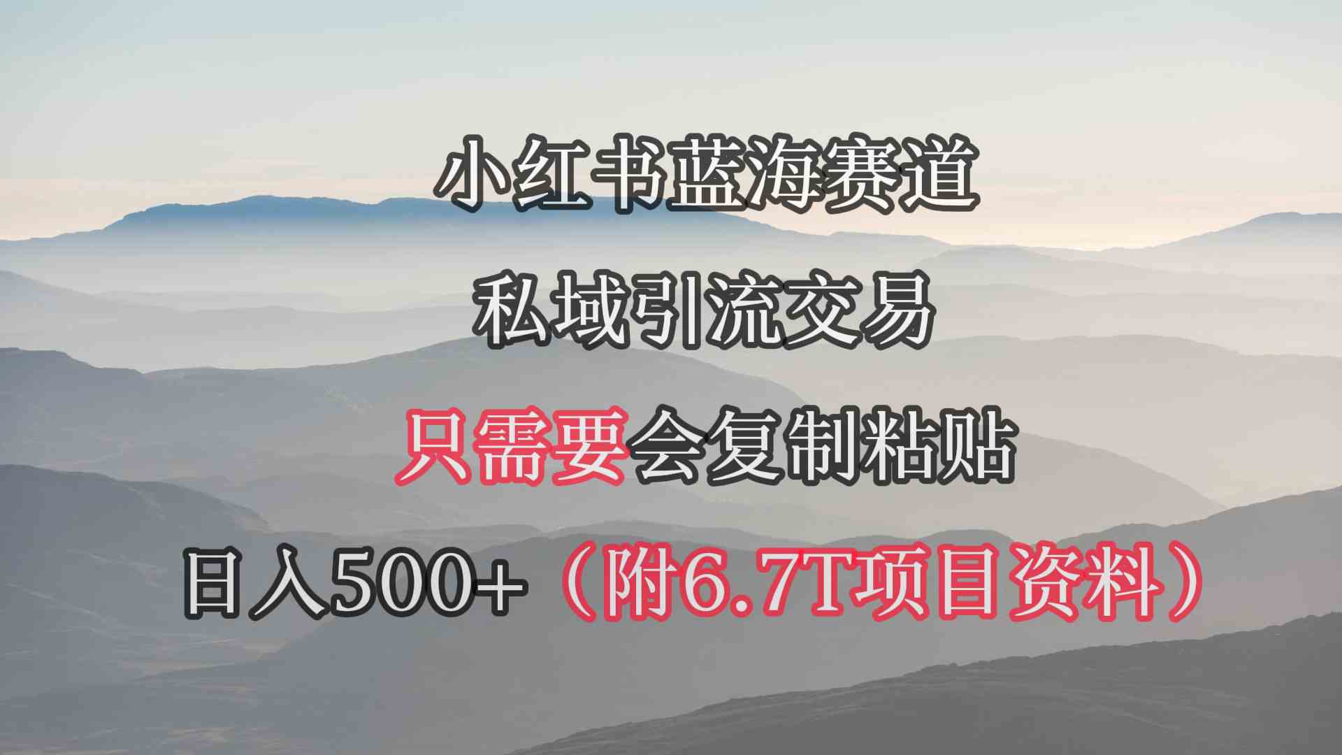 (9487期)小红书短剧赛道,私域引流交易,会复制粘贴,日入500+(附6.7T短剧资源)