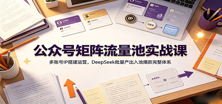 公众号矩阵流量池实战课:多账号IP搭建运营,DeepSeek批量产出入池爆款完整体系-研习库