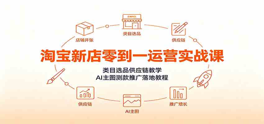 淘宝新店零到一运营实战课:类目选品供应链教学,AI主图测款推广落地教程-研习库