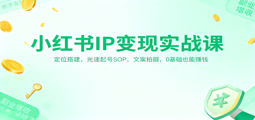 小红书IP变现实战课：定位搭建，光速起号SOP，文案拍摄，0基础也能赚钱-研习库