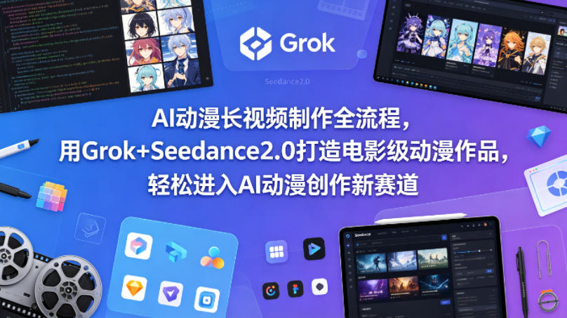 AI动漫长视频制作全流程，用Grok+Seedance2.0打造电影级动漫作品，轻松进入AI动漫创作新赛道-研习库
