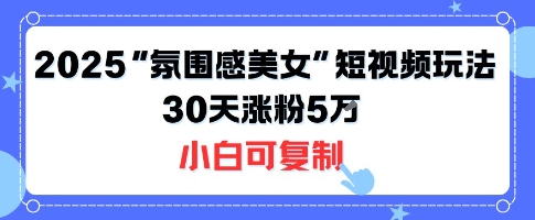 不露脸也能火！2025“氛围感美女”短视频玩法，30天涨粉5W小白可复制-研习库
